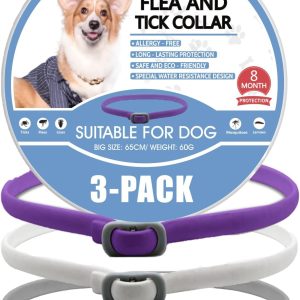 Pets4Luv Collier Anti-puces pour Chien, Colliers naturels Contre Les puces et Les tiques pour Chiens, 8 Mois de Protection, Taille Unique pour Tous Les Chiens, Design réglable et étanche, 3 pièce